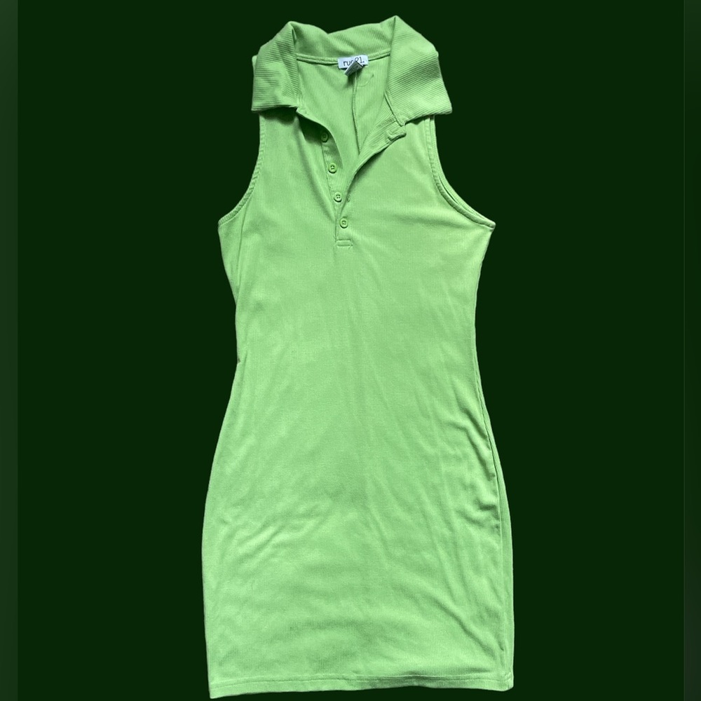 Green Collared Mini Dress